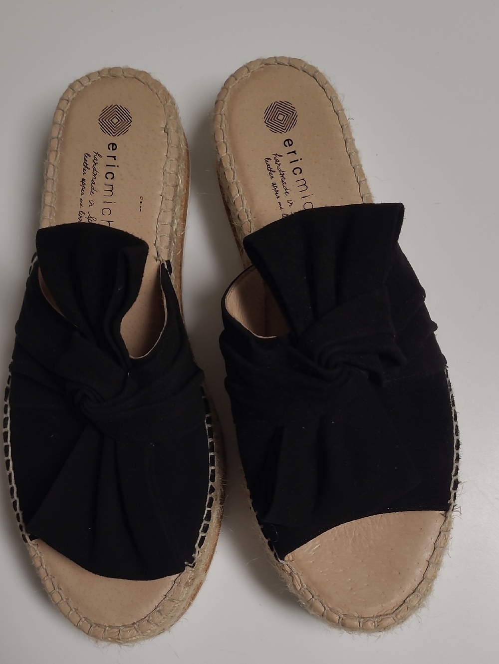 Eric Michael Black Knotted Espadrille Mule Slides